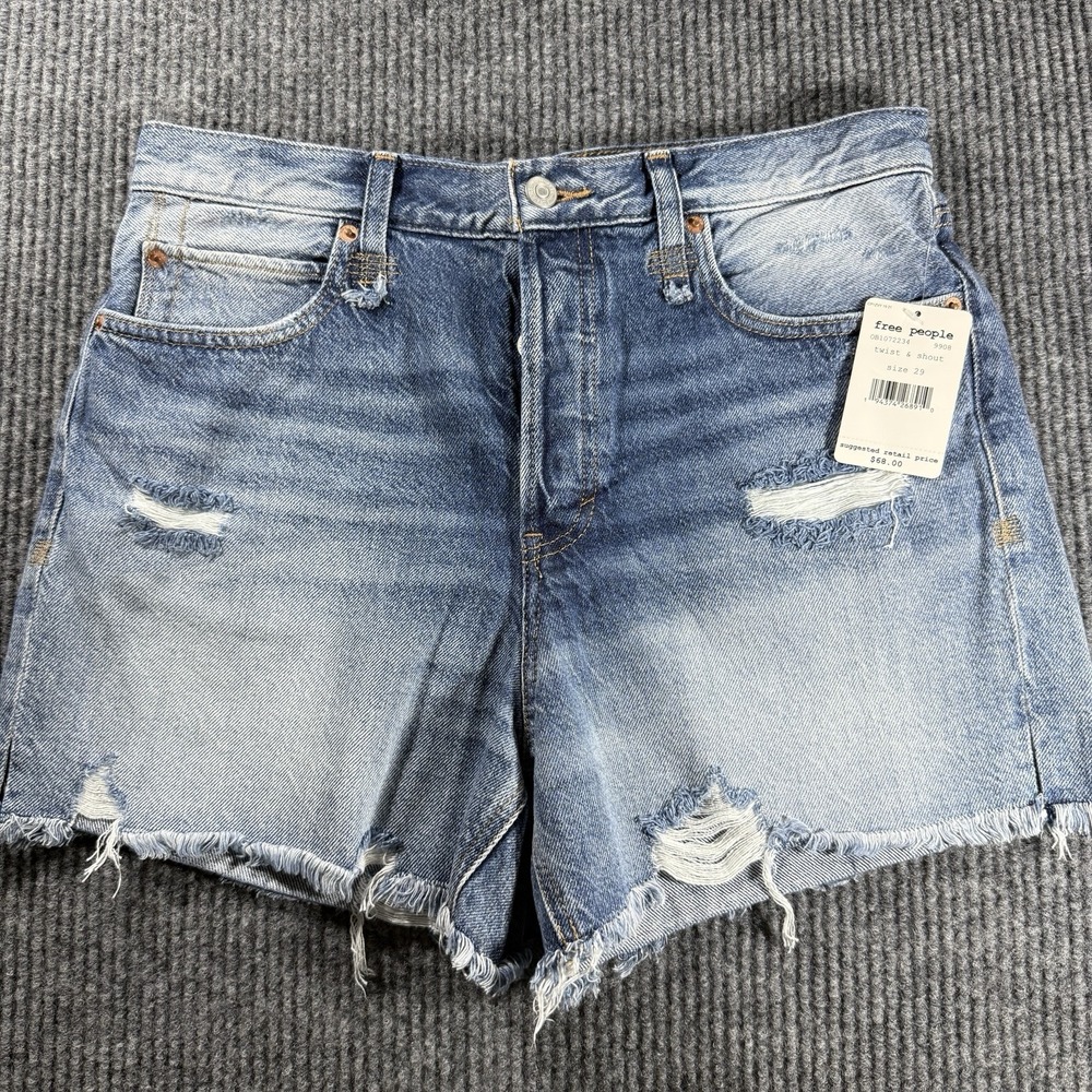 Free People Womens Size 29 Twist & Shout Denim Cut Off Shorts Raw Hem NWT